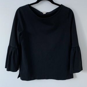 J. Crew Black Bell 3/4 Sleeve Blouse Medium